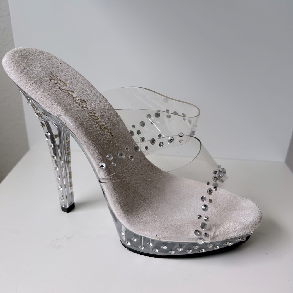 Clear Women’s Platform Rhinestone Heels